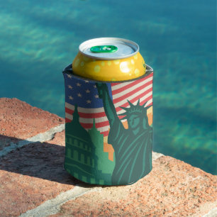 4Th Of July Independence Day Statue Of Liberty Can Cooler