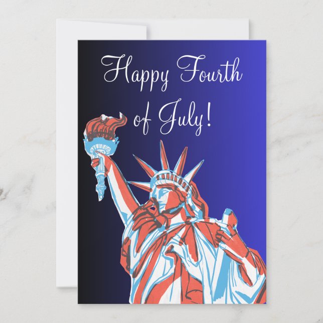 4th of July - Independence Day - Statue of Liberty Holiday Card (Front)