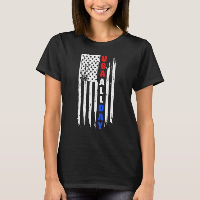 4th Of July Independence Day Us American Flag Patr T-Shirt (Front)