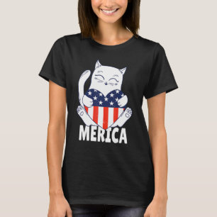4th Of July Independence Day Usa Cute Cat Kitten H T-Shirt