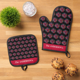 4th of July Independence Day USA Fireworks Oven Mitt & Pot Holder Set