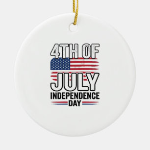 4th of July Independence Day Vintage Shirt Design_ Ceramic Ornament