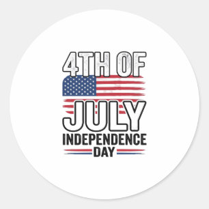 4th of July Independence Day Vintage Shirt Design_ Classic Round Sticker