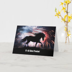 4th of July Independence Day With Horse Fireworks Card