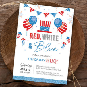 4th of July Invitation Editable BBQ Independence 