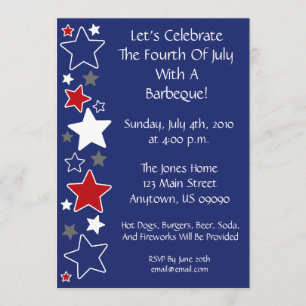 4th Of July Invitation (Red White And Blue Stars)