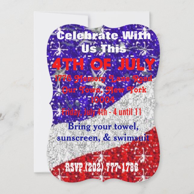 4th of July Invitations - Customisable - Events (Front)