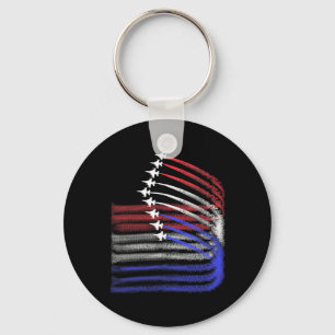 4th Of July Jet American Flag Patriotic Usa For Me Key Ring