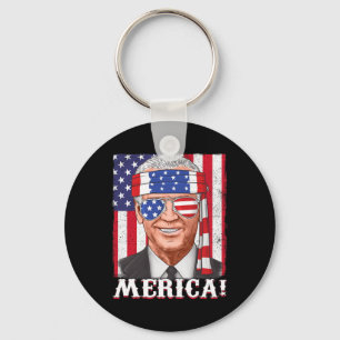 4th Of July Joe Biden Merica USA Flag Key Ring