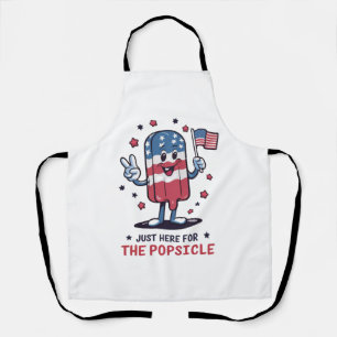 4th Of July Just Here For The Popsicle Patriotic Apron