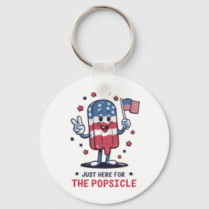 4th Of July Just Here For The Popsicle Patriotic Key Ring