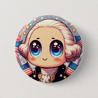 4th of July Kawaii George Washington Pin
