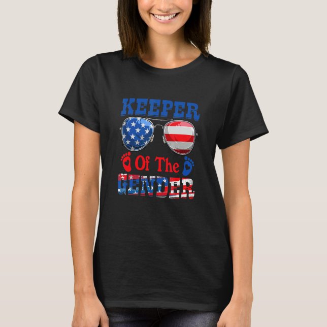 4th Of July Keeper Of The Gender Baby Gender Revea T-Shirt (Front)
