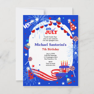 4th of July Kid's Birthday Party Invitation