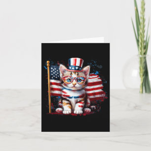 4th Of July Kitty Cat American Flag America Usa Ca Card