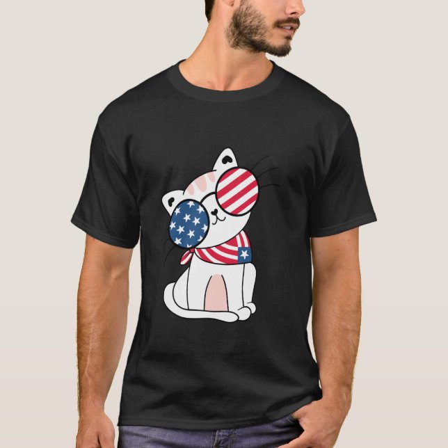 4th of July Kitty Cat T-Shirt (Front)