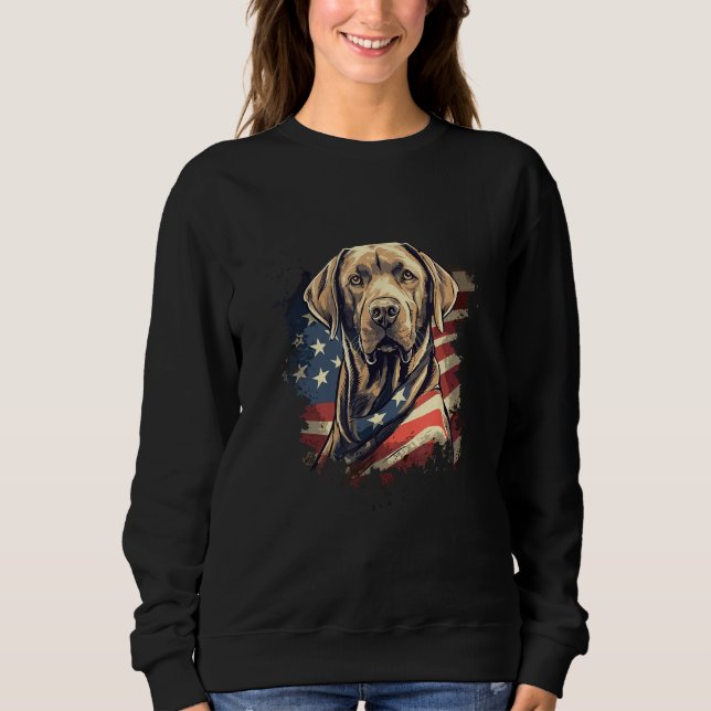 4th Of July Labrador American Flag Patriotic Retri Sweatshirt (Front)