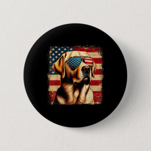 4th Of July Labrador Retriever Usa American Flag P 6 Cm Round Badge