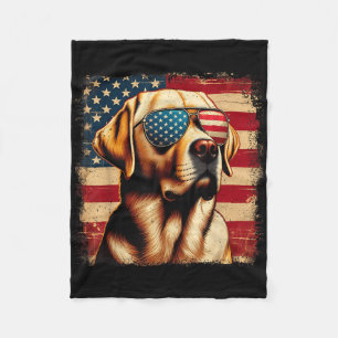 4th Of July Labrador Retriever Usa American Flag P Fleece Blanket