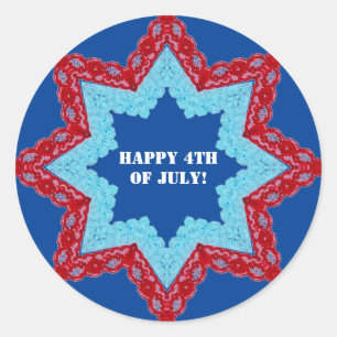 4th of July Lace Red White Blue    Classic Round Sticker