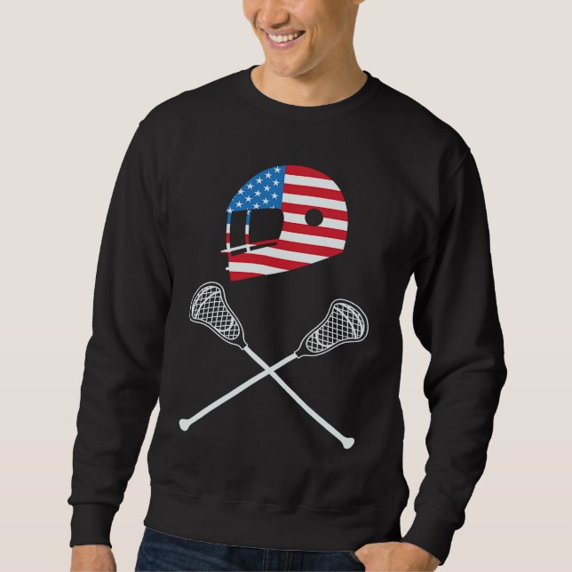 4th Of July Lacrosse American Flag Patriotic Sweatshirt (Front)