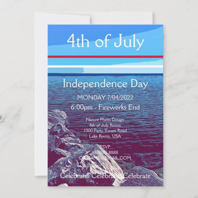 4TH OF JULY LAKE PHOTO INVITATION (Front)