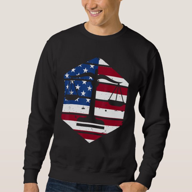 4th Of July Lawyer Attorney US Flag Scale Of Justi Sweatshirt (Front)
