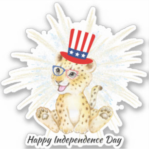 4th Of July leopard Independent Day Usa Flag Glass
