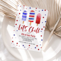 4th of July Let's Chill Red White Blue Ice Pops