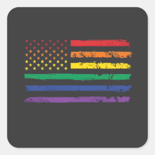 4th Of July LGBTQ Pride Flag American LGBT Square Sticker