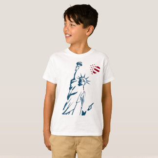 4th of July Liberty Statue Heart US Flag T-Shirt