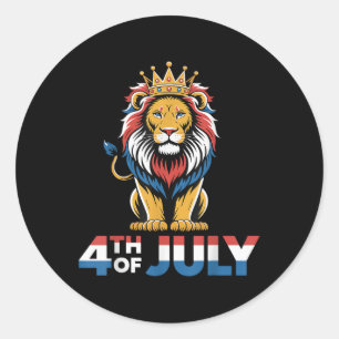 4th Of July Lion American Flag Independence Day Me Classic Round Sticker