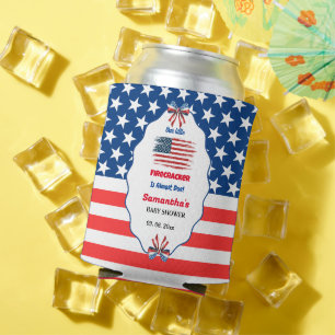 4th of july little firecracker baby shower can cooler