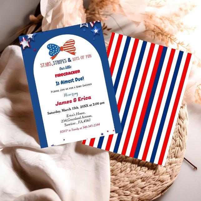 4th of july little firecracker baby shower invitation (Creator Uploaded)