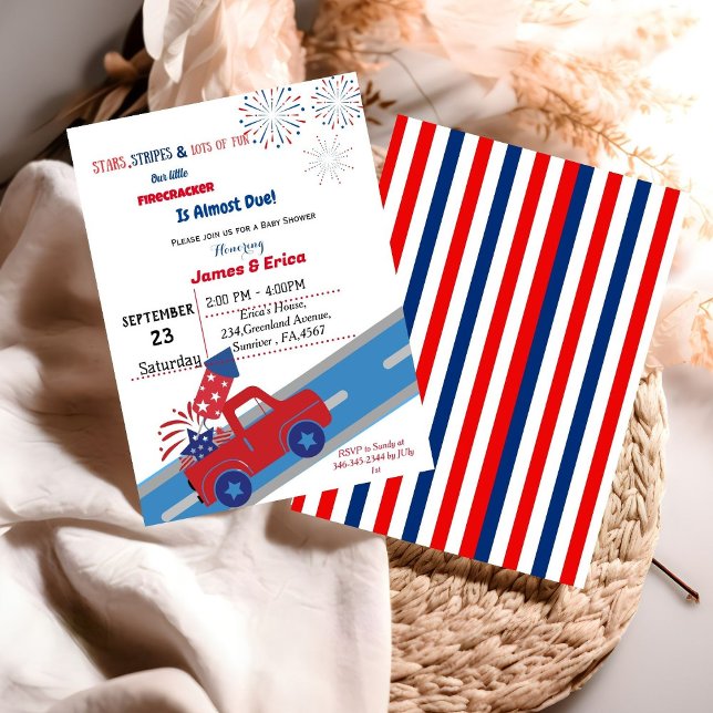 4th of july little firecracker baby shower invitation (Creator Uploaded)
