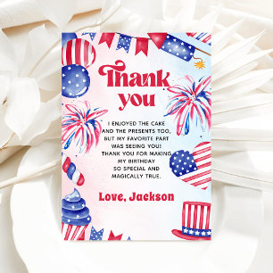 4th Of July Little Firecracker Birthday Thank You Card