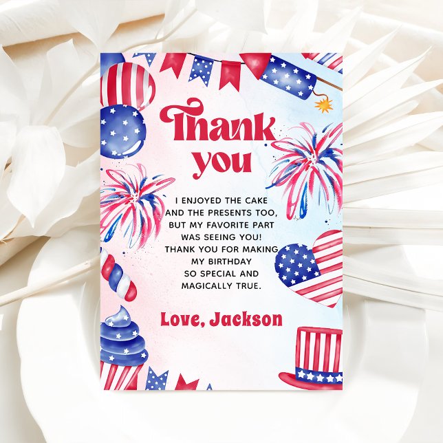 4th Of July Little Firecracker Birthday Thank You Card (Creator Uploaded)