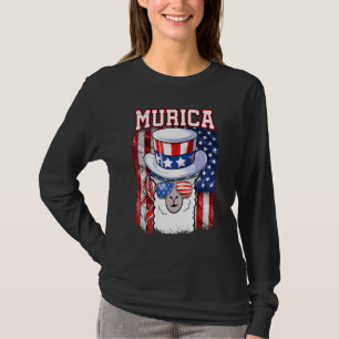 4th Of July Llama Murica Alpaca Usa Flag Patriotic T-Shirt