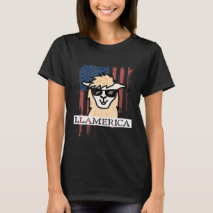 4th Of July Llama Patriotic USA Flag Alpaca Women T-Shirt