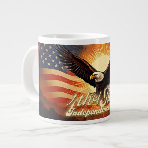 4th of July – Majestic Eagle & Fireworks Tribute🦅 Large Coffee Mug