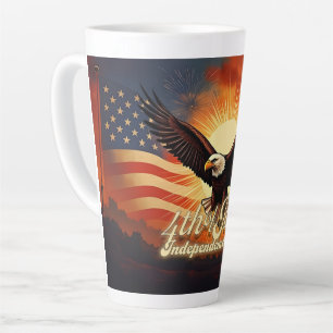 4th of July – Majestic Eagle & Fireworks Tribute🦅 Latte Mug