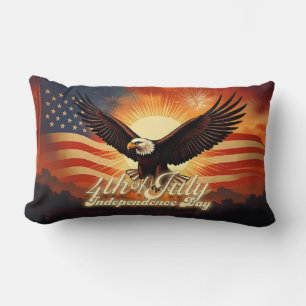 4th of July – Majestic Eagle & Fireworks Tribute🦅 Lumbar Cushion
