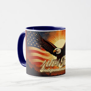 4th of July – Majestic Eagle & Fireworks Tribute🦅 Mug