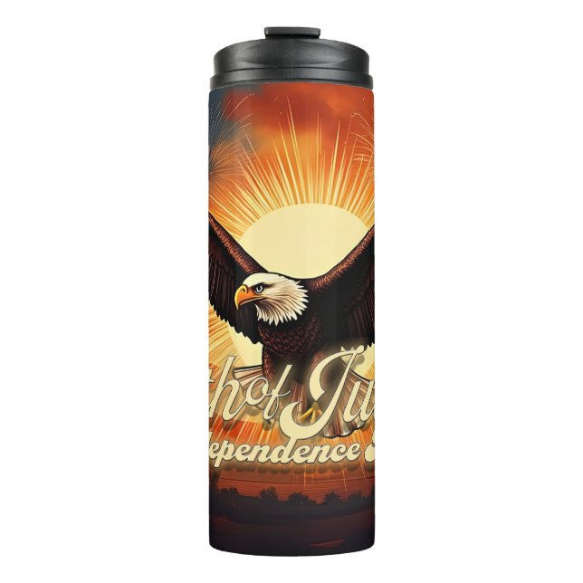 4th of July – Majestic Eagle & Fireworks Tribute🦅 Thermal Tumbler (Front)