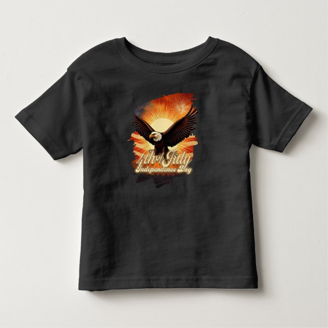 4th of July – Majestic Eagle & Fireworks Tribute🦅 Toddler T-Shirt (Front)