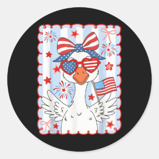 4th Of July Mama Goose American Coquette Patriotic Classic Round Sticker