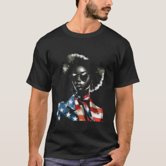 4th Of July Melanin Afro African American Flag USA T-Shirt