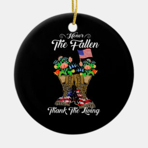 4th Of July Memorial Day Veteran Honour Ceramic Ornament