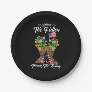 4th Of July Memorial Day Veteran Honour Paper Plate