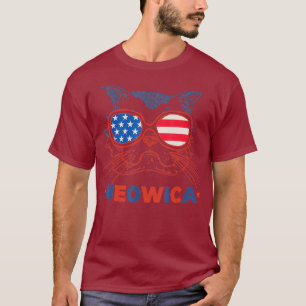 4th Of July Meowica American Flag Cat For Day T-Shirt